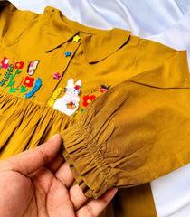 Hand embroidered Bunny Frock with trouser