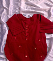 Mirror work kurti with samosa shalwar