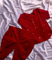 Mirror work kurti with samosa shalwar