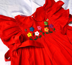 Butterfly hand embroidered frock with trouser