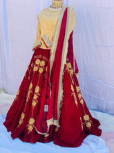 Velvet zarri Lehnga with Embellished Sillk Choli_