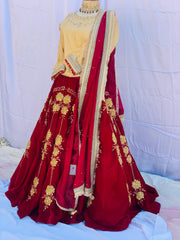 Velvet zarri Lehnga with Embellished Sillk Choli_