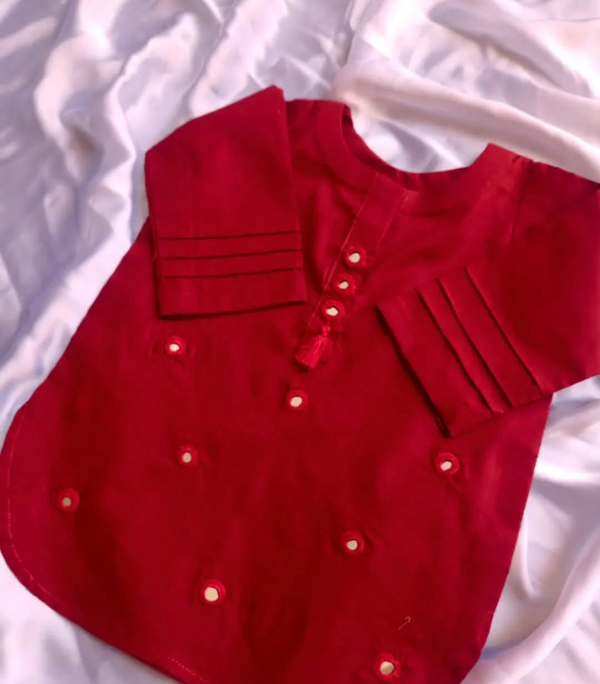 Mirror work kurti with samosa shalwar